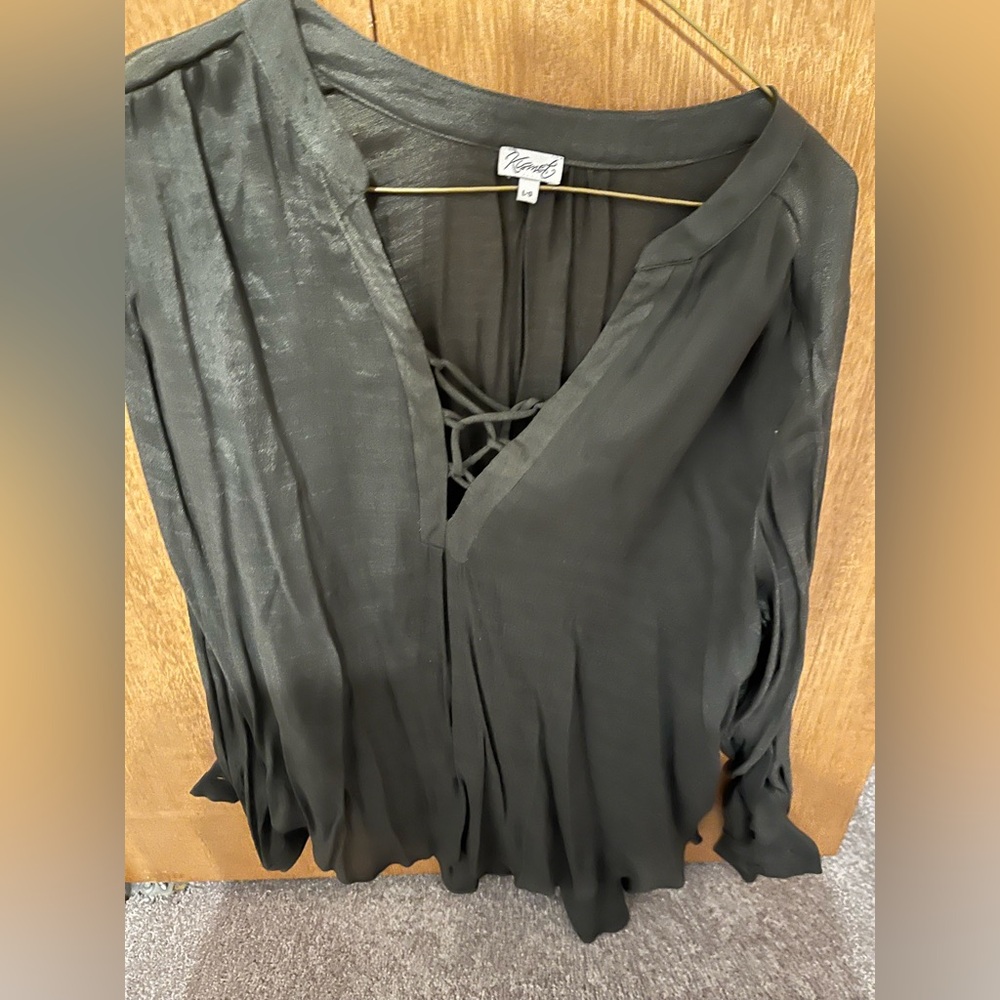 Women's Black Lace-Up Top